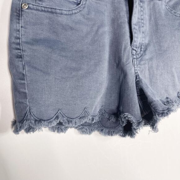 New Francescas Harper Heritage Blue Scallop Edge Jean Shorts 26 Stretch Cotton - Picture 4 of 9